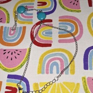 Bracelet with Link to Finger Ring Turquoise Color Stones